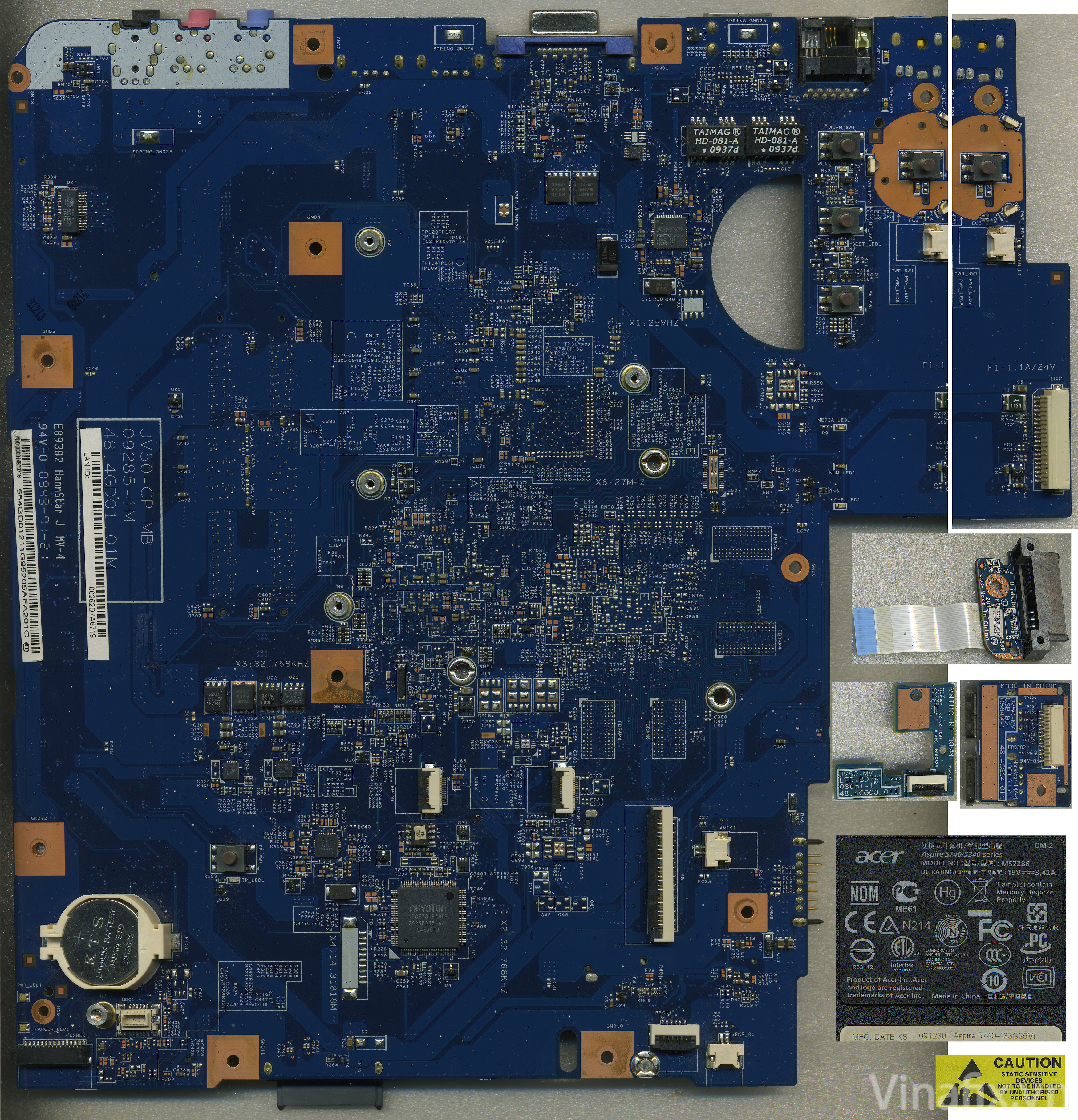 Acer Aspire 5740 5340 ( 5740-433G25Mi- MS2286 ) [ JV50-CP MB 09285-1M ...