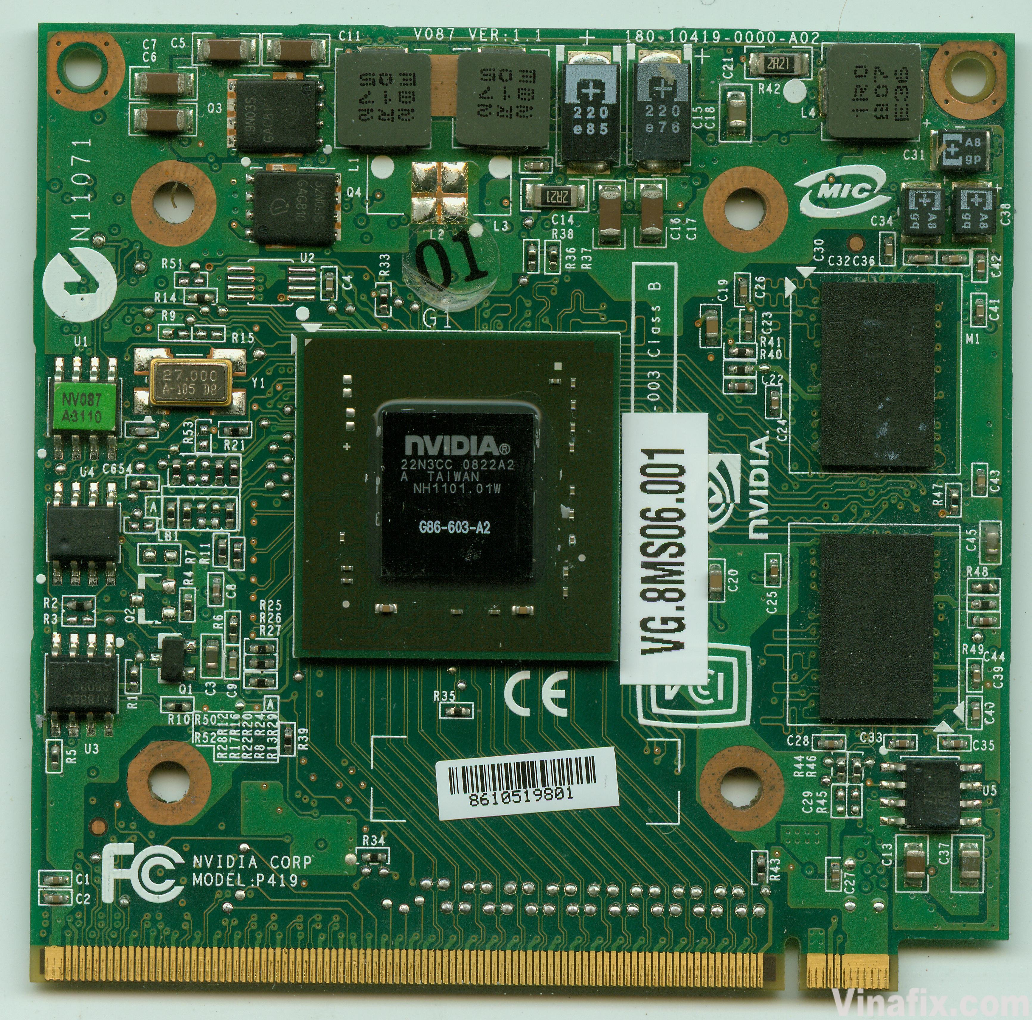 Nvidia P419 (V087 VER 1.1) VG.8MS06.001 (G86-603-A2) photo A